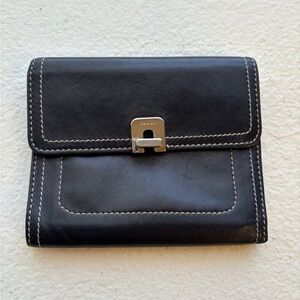 Prada Black Leather Twist Lock Wallet